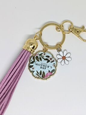Handmade Purple Blue Happy Mother's Day Keychain